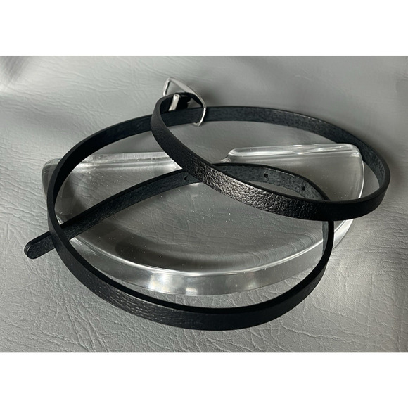 Banana Republic | Black Leather Belt | Size L 34-38 in | Silver Buckle | EUC - Picture 2 of 7